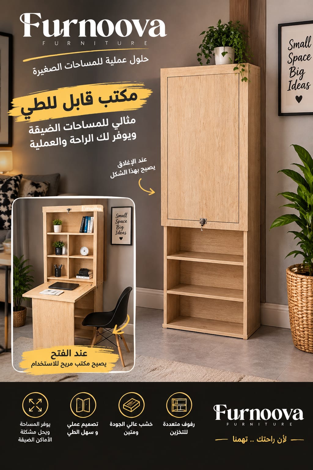 مكتب ذكي قابل للطي 51 سم — حل عملي للمساحات الصغيرة furnoova_1