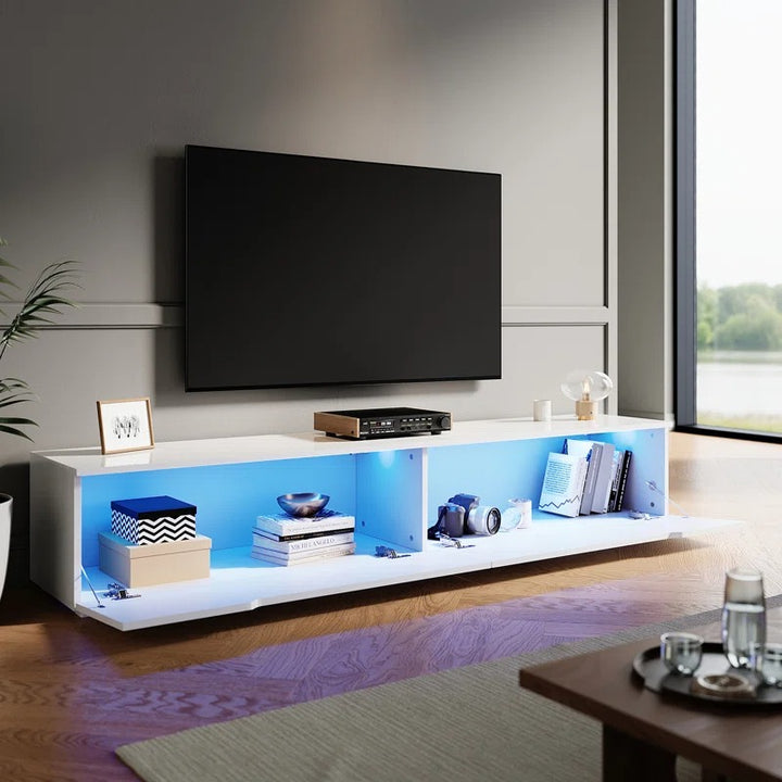 17 Stories LED TV Cabinet – 30 × 160 × 35 cm (White/Black) – furnoova_1
